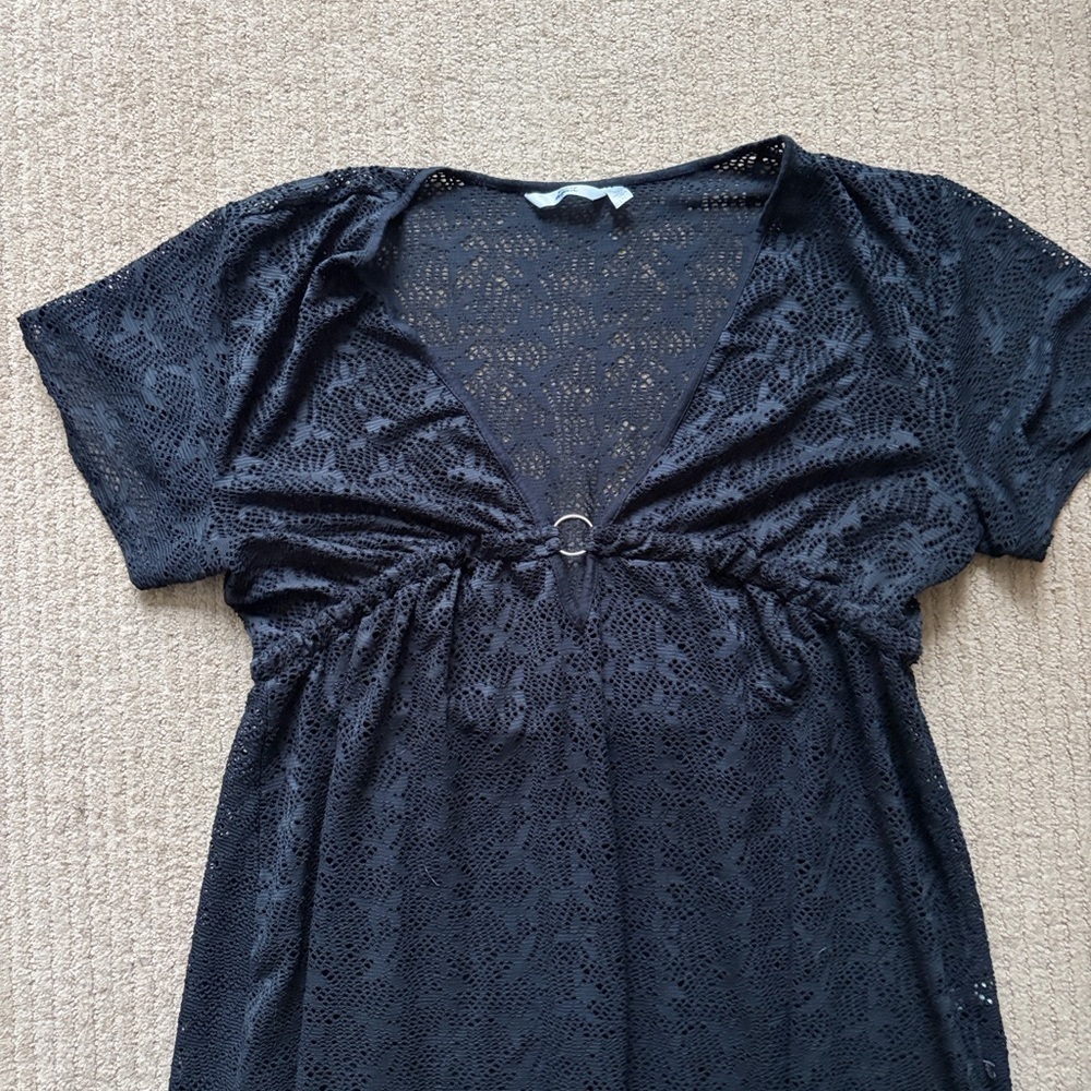 La Vie En Rose Aqua Beach Coverup Dress, size L, Black - Picture 5 of 8